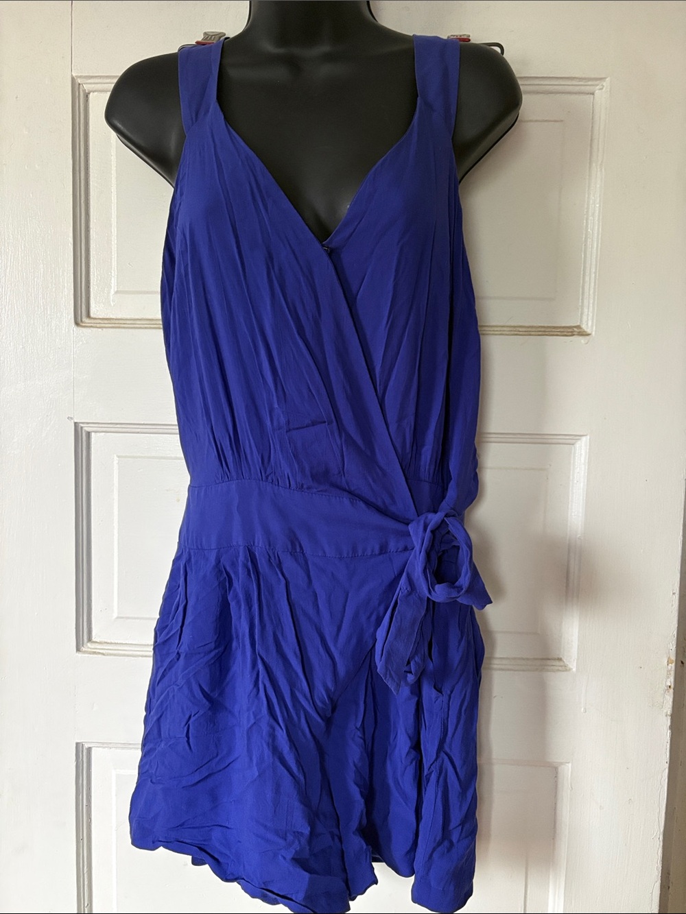 BCBGenerations Women's Royal Blue Silk Wrap Romper